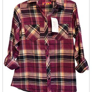 BTC Bay Trading Company NWT Red & Black Flannel Shirt Size Medium
